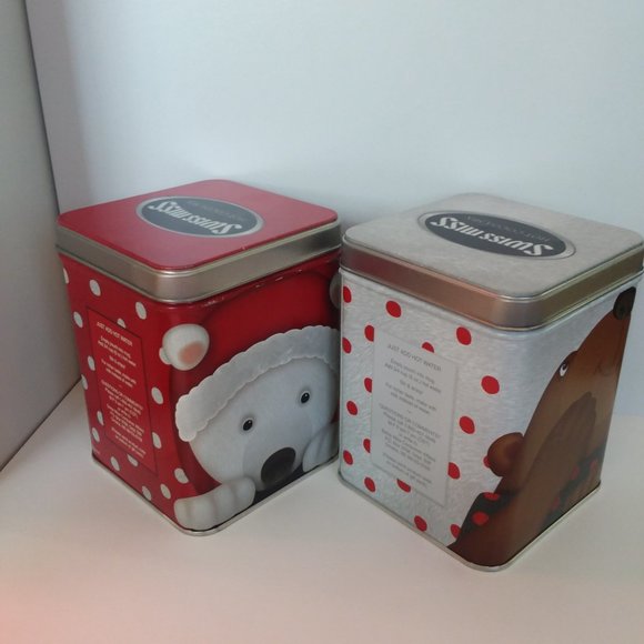 Swiss Miss Collectible Christmas Tins, Bears Red Silver, Seasonal Storage, Empty - Picture 3 of 8